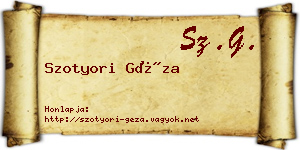 Szotyori Géza névjegykártya